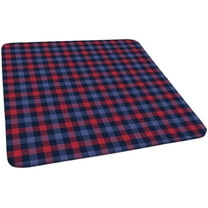 Buffalo Plaid Square Fitted Polyester Tablecloth, Red Blue Checkered Elastic Edge Home Decor Table Cloth, Waterproof Oil & Dust Proof Table Cover for Indoor Picnic BBQ Use, Fits 36"x36" Table