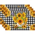 thumbnail image 1 of Buffalo Plaid Sunflower Placemats Set of 4, Yellow Floral Rustic Vintage Dining Table Place Mats Heat-Resistant Washable Linen Coasters for Seasonal Decoration 12x18 Inch, 1 of 6