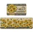 thumbnail image 1 of Buffalo Plaid Sunflower Summer Kitchen Mats Set of 2, Hello Sunshine Spring Home Decor Low-Profile Kitchen Rugs for Floor - 17x29 and 17x47 Inch, 1 of 6