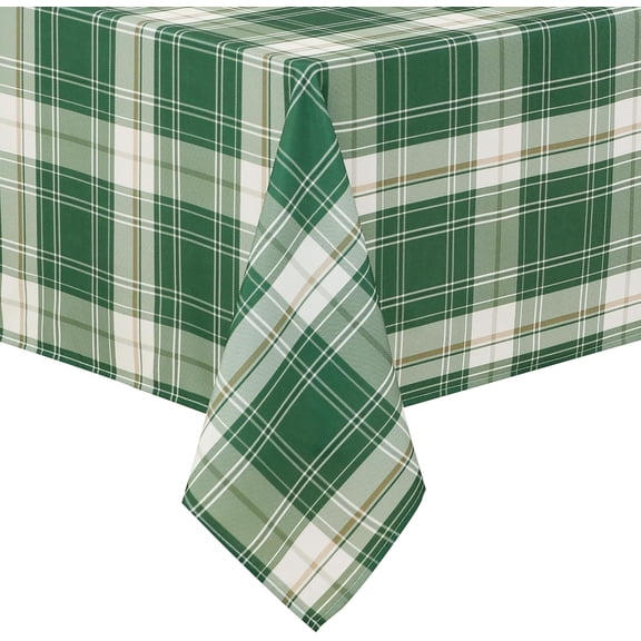 Buffalo Plaid Table Cloth Square 54 x 54 Inch - Wrinkle and Stain Resistant Waterproof Table Covers, Washable Tablecloth for Christmas Party Picnic, Forest Green