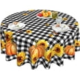 thumbnail image 1 of Buffalo Plaid Tablecloth Black and White Checkered Tablecloth Washable Reusable Pumpkin Sunflower Tablecloth Round 60 Inch for Home Party Dinner Kitchen Dining Table Decor, 1 of 6