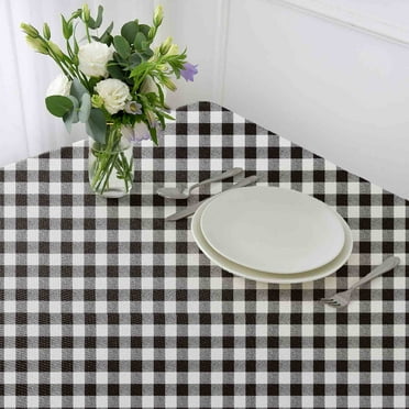 Buffalo Plaid Tablecloth, Black and White Check Table Cover Christmas Party Table Cloth Decorations, 60*60 inch