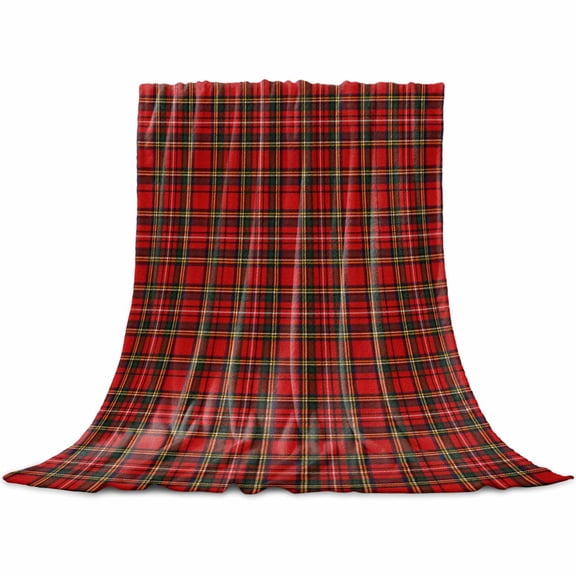 Buffalo Plaid Throw Blanket for Couch, Lightweight Flannel Fleece Blanket, Christmas Red Green Checkered Farmhouse Check Microfiber Plush All Season Decorative Blankets for Sofa Office Lap 30"x40"