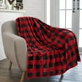 thumbnail image 1 of Buffalo Plaid Throw Blanket for Sofa Couch | Soft Flannel Fleece Red Black Checker Plaid Pattern Decorative Throw | Warm Cozy Lightweight Microfiber | 50 x 60 Inches, 1 of 6