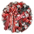 thumbnail image 1 of Buffalo Plaid Truck Wreath - Xmas Christmas Mesh Outdoor Front Door Wreaths - White Red Black, 1 of 4