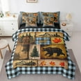 thumbnail image 1 of Buffalo Plaid Twin Comforter Set 7 Pcs,Rustic Bear Deer Wildlife Bedding Set,Woodland Animals RV Bed in a Bag,Vintage Western Bedroom Decor Sheet Set,Light Blue, 1 of 5