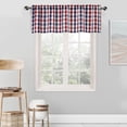 thumbnail image 1 of Buffalo Plaid Valance Farmhouse Kitchen Curtain Linen White Sheer Check Rod Pocket Rustic Window Treatment for Living Room Kitchen,1 Panel,55''''x15'''',Navy-Red, 1 of 6