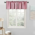 thumbnail image 1 of Buffalo Plaid Valance Farmhouse Kitchen Curtain Red White Linen Sheer Check Rod Pocket Rustic Window Treatment for Living Room Kitchen,1 Panel,55''''x15'''',Red and White, 1 of 6
