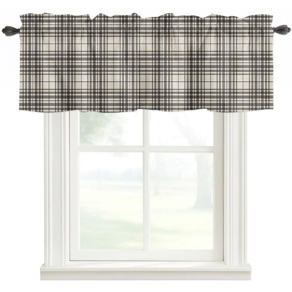 Buffalo Plaid Valances for Windows Farmhouse Kitchen Curtains Valances Rod Pocket Valance Curtains for Windows Jet Black Gray Farmhouse Gingham Striped Window Valances for Bathroom Bedroom 42"x12"