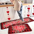 thumbnail image 1 of Buffalo Plaid Valentine's Day Kitchen Rugs and Mats Set of 2,Love Heart Decorative Non-Slip Rugs Seasonal Holiday Wedding Party Profile Floor Mat for Home Kitchen, 1 of 7
