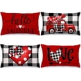 thumbnail image 1 of Buffalo Plaid Valentines Day Pillow Covers 12x20 Set of 4 Valentines Day Decor Polka Dot Red Heart with Bow Love Truck Valentine Pillows Decorative Throw Pillows Valentines Day Decorations G169-12, 1 of 6