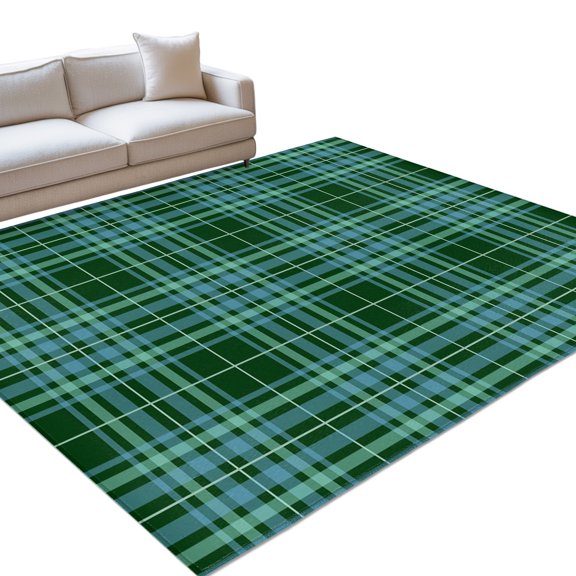 Buffalo Plaid Washable Rug 4x6 Area Rug for Living Room Bedroom Non Slip Indoor Floor Rectangle Carpet Low Pile Large Emerald Green Farmhouse Gingham Striped Entryway Rugs for Dining Room Office Home