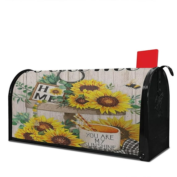 Buffalo Plaid Welcome Mailbox Covers Magnetic Letter Box Wrap Standard Size 21x18 Inch Mailbox Decor Post Letter Box Decoration for Outdoor Garden Yard