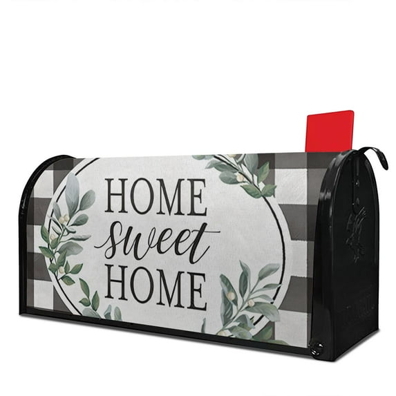 Buffalo Plaid Welcome Mailbox Covers Magnetic Letter Box Wrap Standard Size 21x18 Inch Mailbox Decor Post Letter Box Decoration for Outdoor Garden Yard