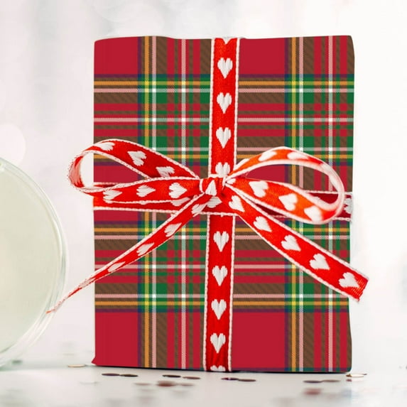 Buffalo Plaid Wrapping Paper Roll - Christmas Birthday Valentine's Gift Wrap, Thick Kraft Paper for Holiday Present Wrapping