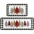 thumbnail image 1 of Buffalo Plaid Xmas Tree Merry Christmas Kitchen Rugs and Mats Set of 2, Winter Home Decor Low-Profile Floor Mat Decorations for Home Kitchen 17"x47"+17"x30", 1 of 1