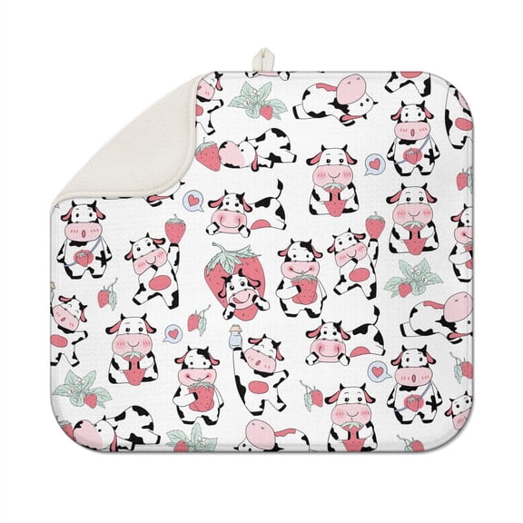 Buffalo Print Heat Resistant Drying Mat - Thick Absorbent Microfiber Sink Pad for Cow Lovers, Compact & Foldable Design