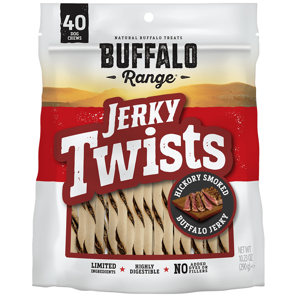 Buffalo Range All Natural Jerky Twist Rawhide Chews for Dogs, 36 Count