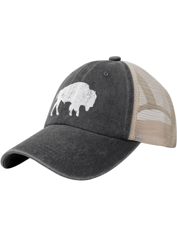Buffalo Retro Bison Animal Lover Hat Vintage Mesh Baseball Cap Retro Denim Trucker Dad Hat
