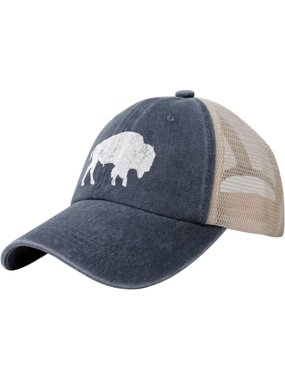Buffalo Retro Bison Animal Lover Hat Vintage Mesh Baseball Cap Retro Denim Trucker Dad Hat
