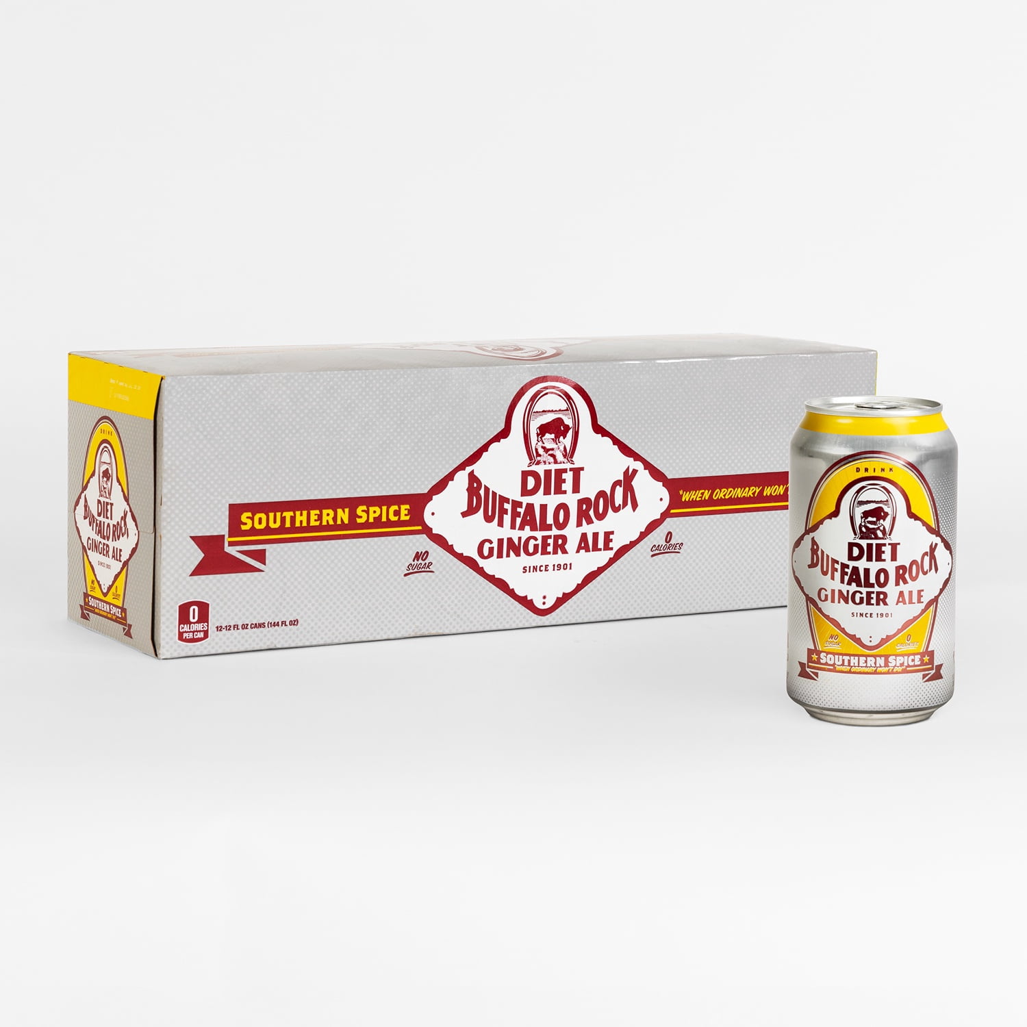 Ginger Ale Buffalo Rock Southern Spice Diet Soda Pop, 12 fl oz, 12