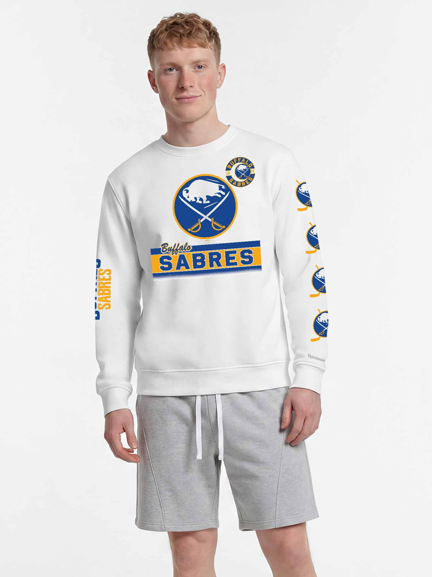 Buffalo Sabres Reebok Mens White Crew Sweatshirt