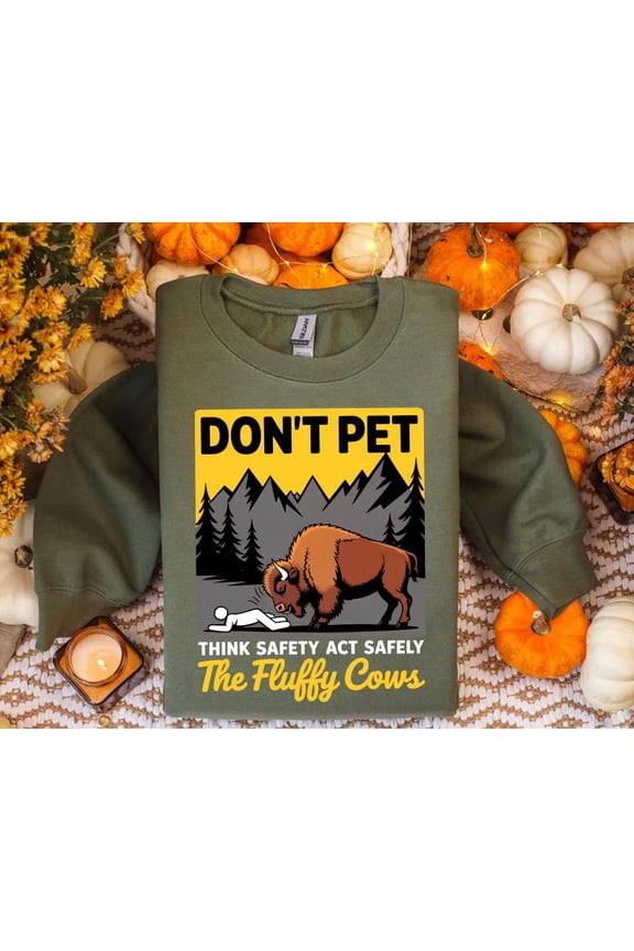 Buffalo Safety Sign Shirt: National Park Hiking Gift All Size S-5Xl