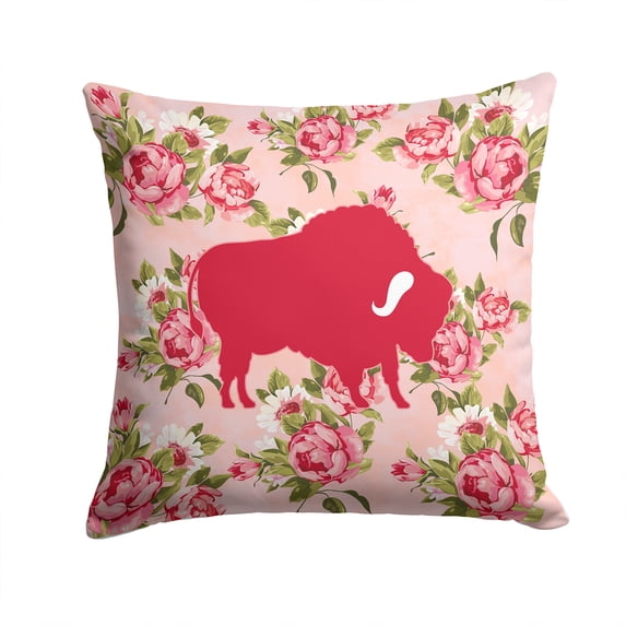 Buffalo Shabby Chic Pink Roses Fabric Decorative Pillow