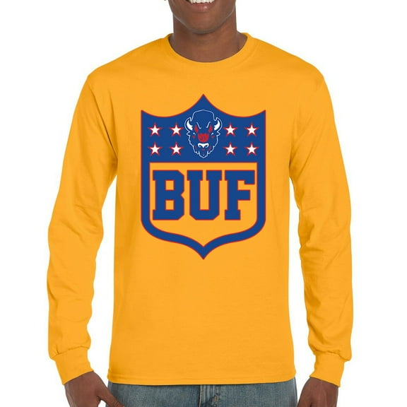 Buffalo Shield Long Sleeve T-shirt Game Night Fantasy Football Fan Tailgate NY