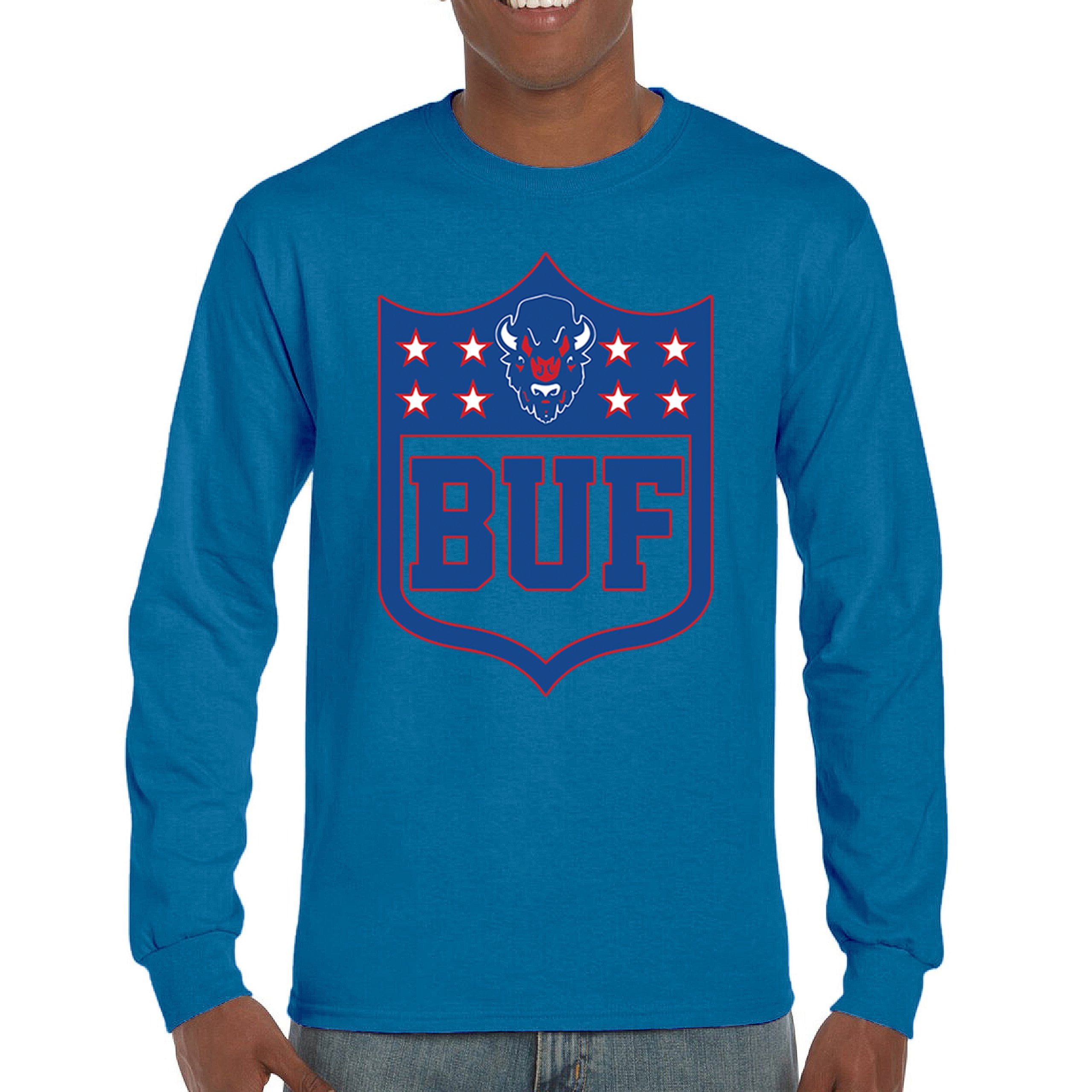 Buffalo Shield Long Sleeve T-shirt Game Night Fantasy Football Fan ...