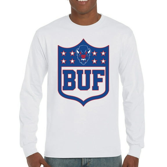 Buffalo Shield Long Sleeve T-shirt Game Night Fantasy Football Fan Tailgate NY