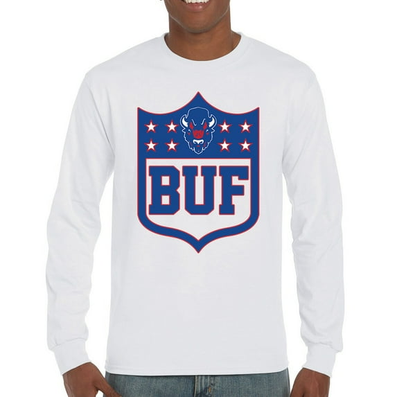 Buffalo Shield Long Sleeve T-shirt Game Night Fantasy Football Fan Tailgate NY