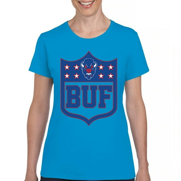 Buffalo Shield T-Shirt Game Night Fantasy Football Fan Tailgate NY Women's Tee