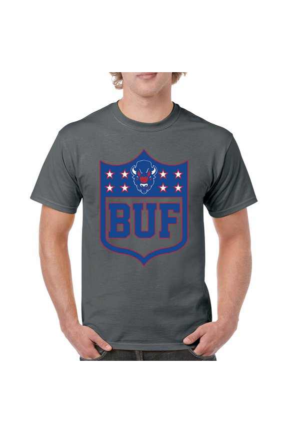 Buffalo Shield T-shirt Game Night Fantasy Football Fan Tailgate NY Men's Tee