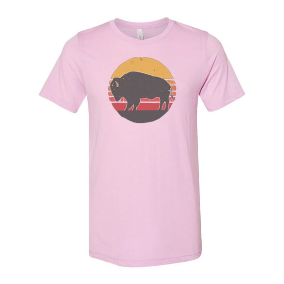 Buffalo Shirt, Bison Shirt, Buffalo Sunset, Unisex Fit, Aztec Shirt, Buffalo Gift, Bison Gift, Buffalo Hunting Shirt, Sunset Shirt, Buffalo, Lilac, SMALL
