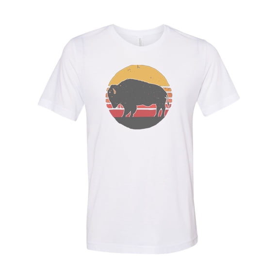 Buffalo Shirt, Bison Shirt, Buffalo Sunset, Unisex Fit, Aztec Shirt, Buffalo Gift, Bison Gift, Buffalo Hunting Shirt, Sunset Shirt, Buffalo, White, XL