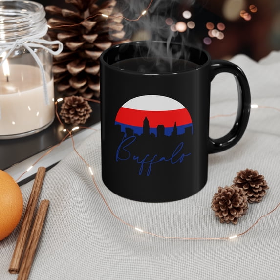 Buffalo Skyline Coffee Mug - 11oz Black Ceramic Mug