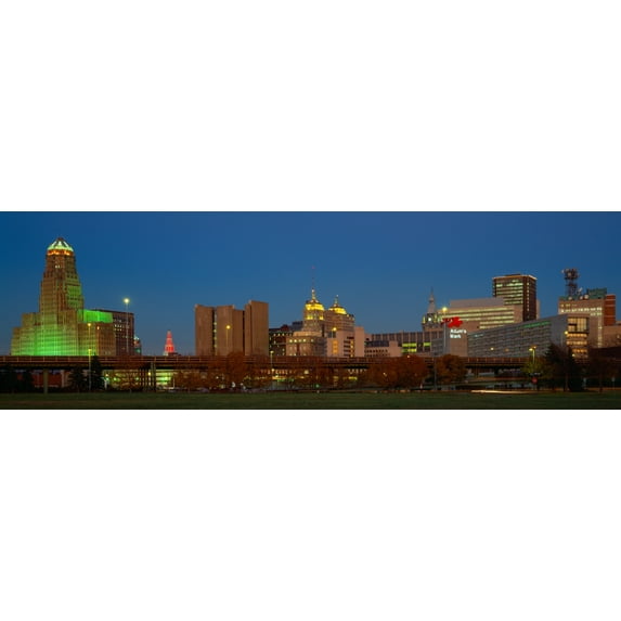 Buffalo, Skyline at Dusk, New York Poster Print (36 x 12)
