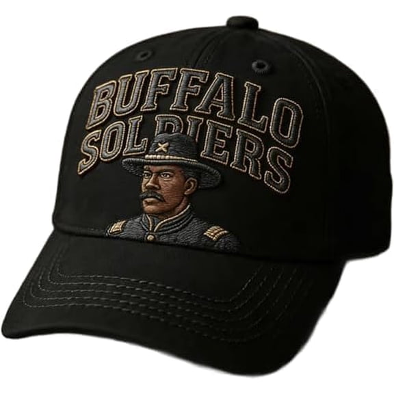 Buffalo Soldier Hats Baseball Cap,3D Embroidered Baseball Hats Distressed Military Tribute Cotton Soldier Cap