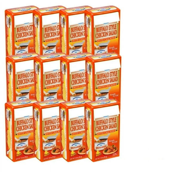 Buffalo Style Chicken Salad with Crackers Kit Ready to Eat with Spoon Convenient Shelf Stable for Lunchboxes Office Camping Picnic Summer Home Healthy Snacks 3oz Pack of 12 w/ Tote & Bonus Porte Pot