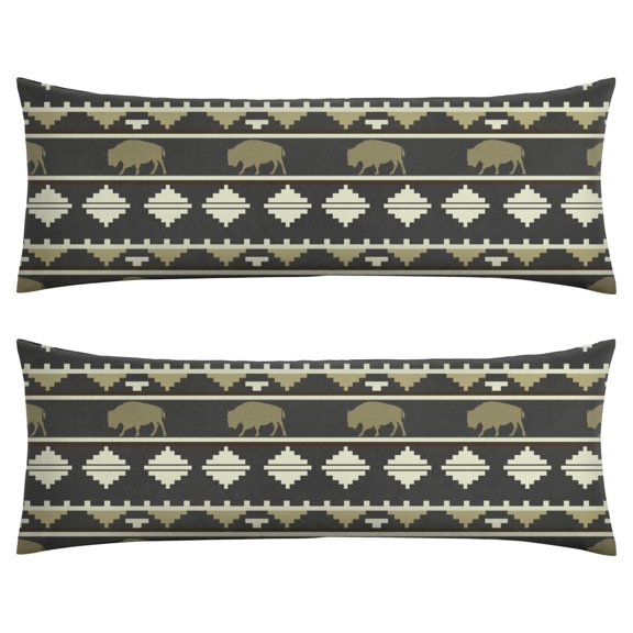 Buffalo & Sunflower Body Pillow Cover 20x54 - Cute Farm Animal Design with Invisible Zipper - Cozy Floral Pattern Long Pillow Case for Maternity & Sleeping Support