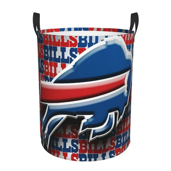 Buffalo Team Print Circular Hamper Basket,Storage Basket,Round Laundry Hamper With Handles For Bedroom And Living Room Waterproof Oxford Cloth Basket