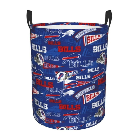 Buffalo Team Print Circular Hamper Basket,Storage Basket,Round Laundry Hamper With Handles For Bedroom And Living Room Waterproof Oxford Cloth Basket