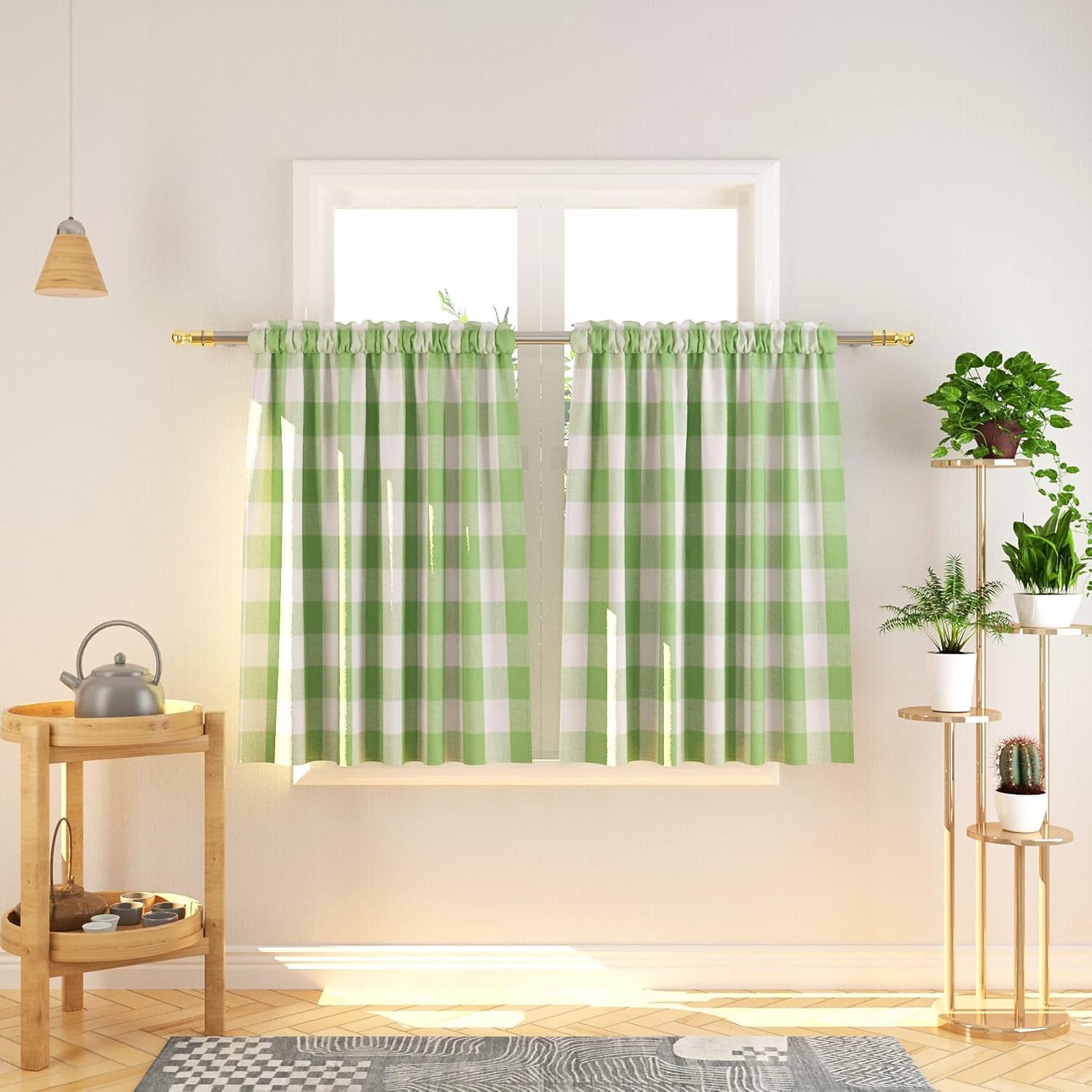 Buffalo Tier Curtains Plaid Gingham Rod Pocket Short Window Small ...