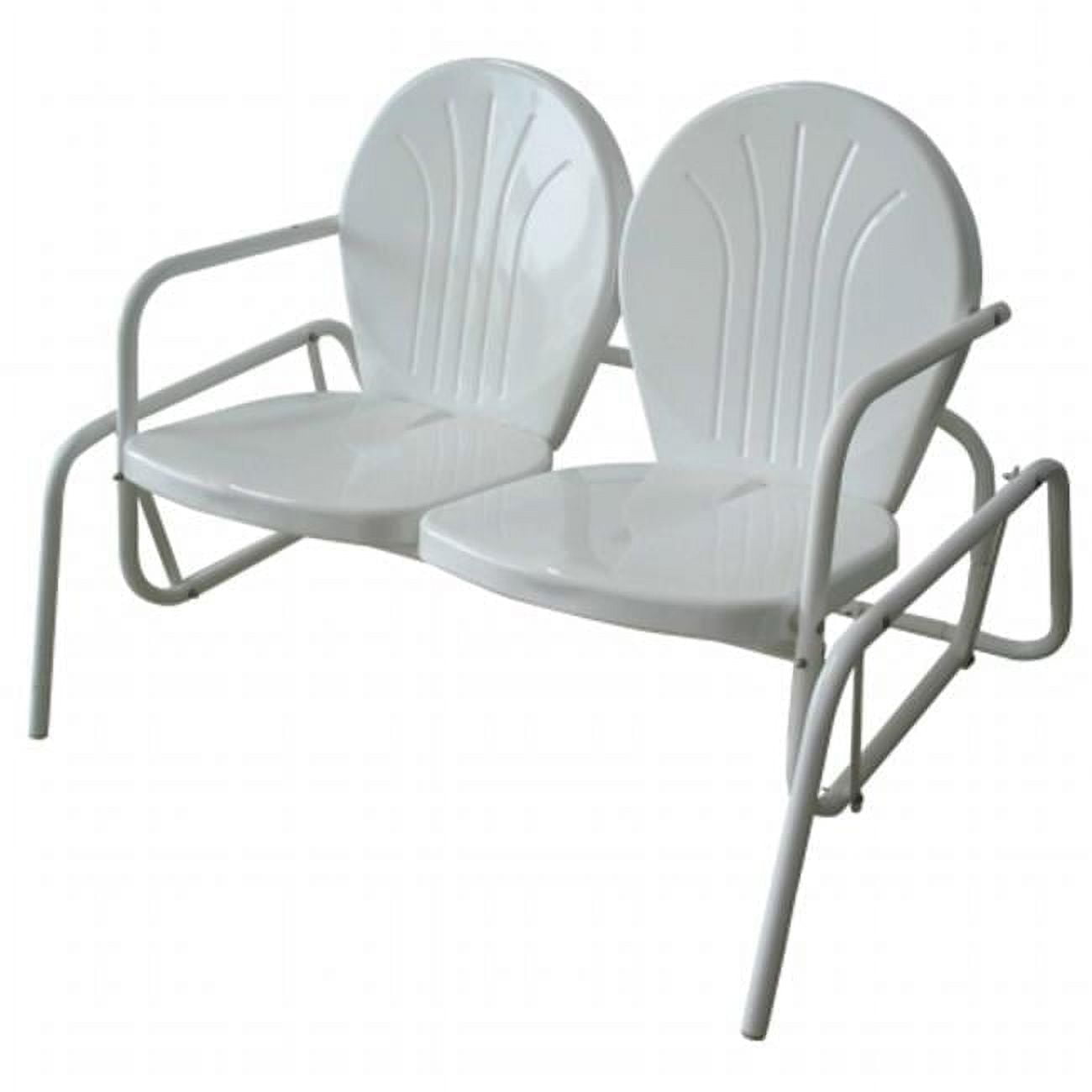 White Steel Double Seat Outdoor Glider Chair