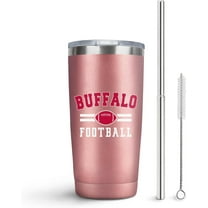 Buffalo Tumbler with Lids and Straws Insulated Stainless Steel Cup Water Bottle Football Gifts 20 Oz
