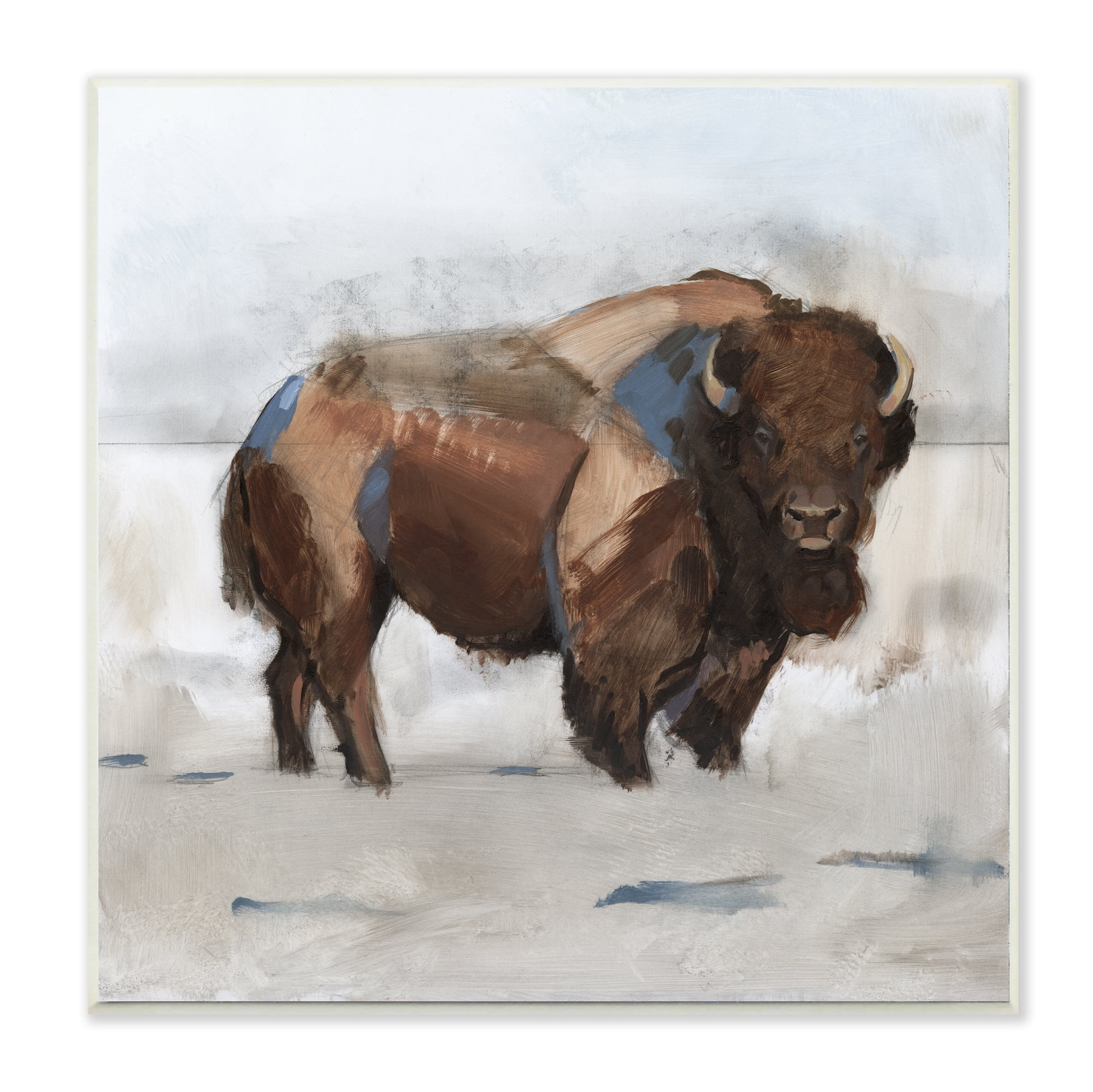 Buffalo Tundra Blue 12" x 12" Framed Painting Art Prints, by Stupell Home Décor