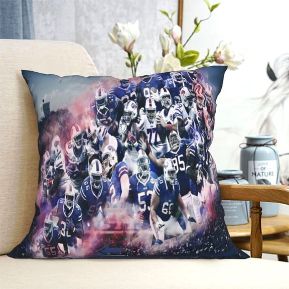 Buffalo Universal Throw Pillow Covers for All Seasons, Football Team Pattern Cushion Covers, Bedroom Decor Gift, Farmhouse Sofa Bed Decor, 12"x12" 16"x16" 18"x18" 20"x 20"