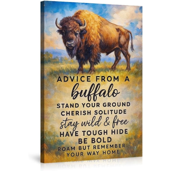 Buffalo Wall Art_Advice From A Buffalo_ Inspirational Poster Print Bison Wildlife Home Decor for Bedroom Living Room Bathroom Canvas Prints Artwork