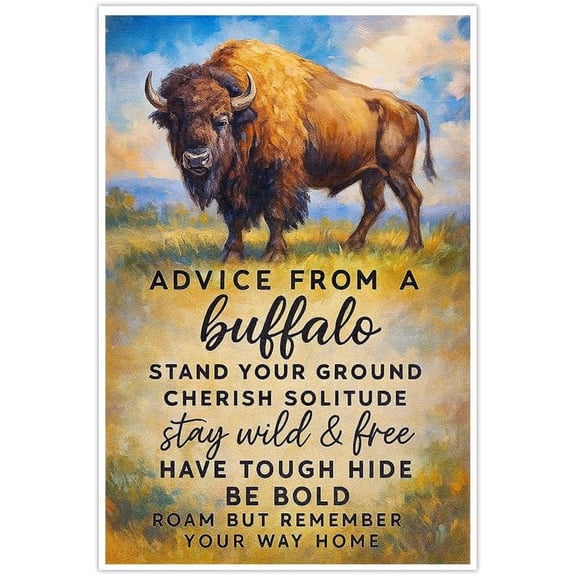 Buffalo Wall Art_Advice From A Buffalo_ Inspirational Poster Print Bison Wildlife Home Decor for Bedroom Living Room Bathroom Canvas Prints Artwork